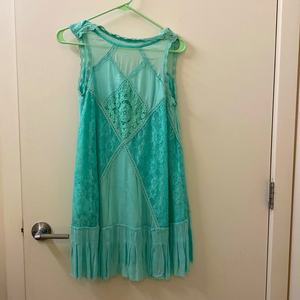 Free people mini dress, XS, turquoise